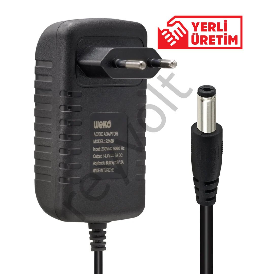 14.4 Volt 2 Amper LiFePO4 Şarj Duvar Tipi 5.5*2.5 uçlu - WEKO
