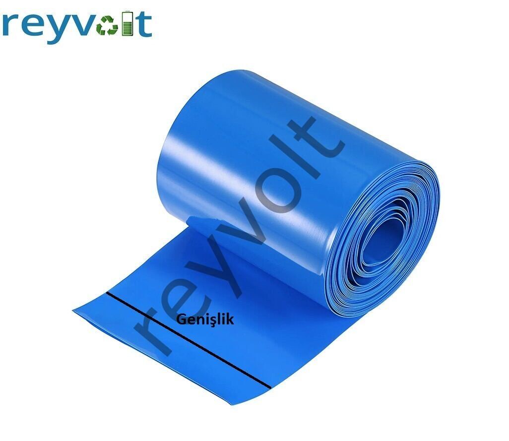 60 mm Genişlik  X 1 Metre Uzunluk Mavi Shrink Batarya Kaplama Isıyla Daralan PVC Makaron