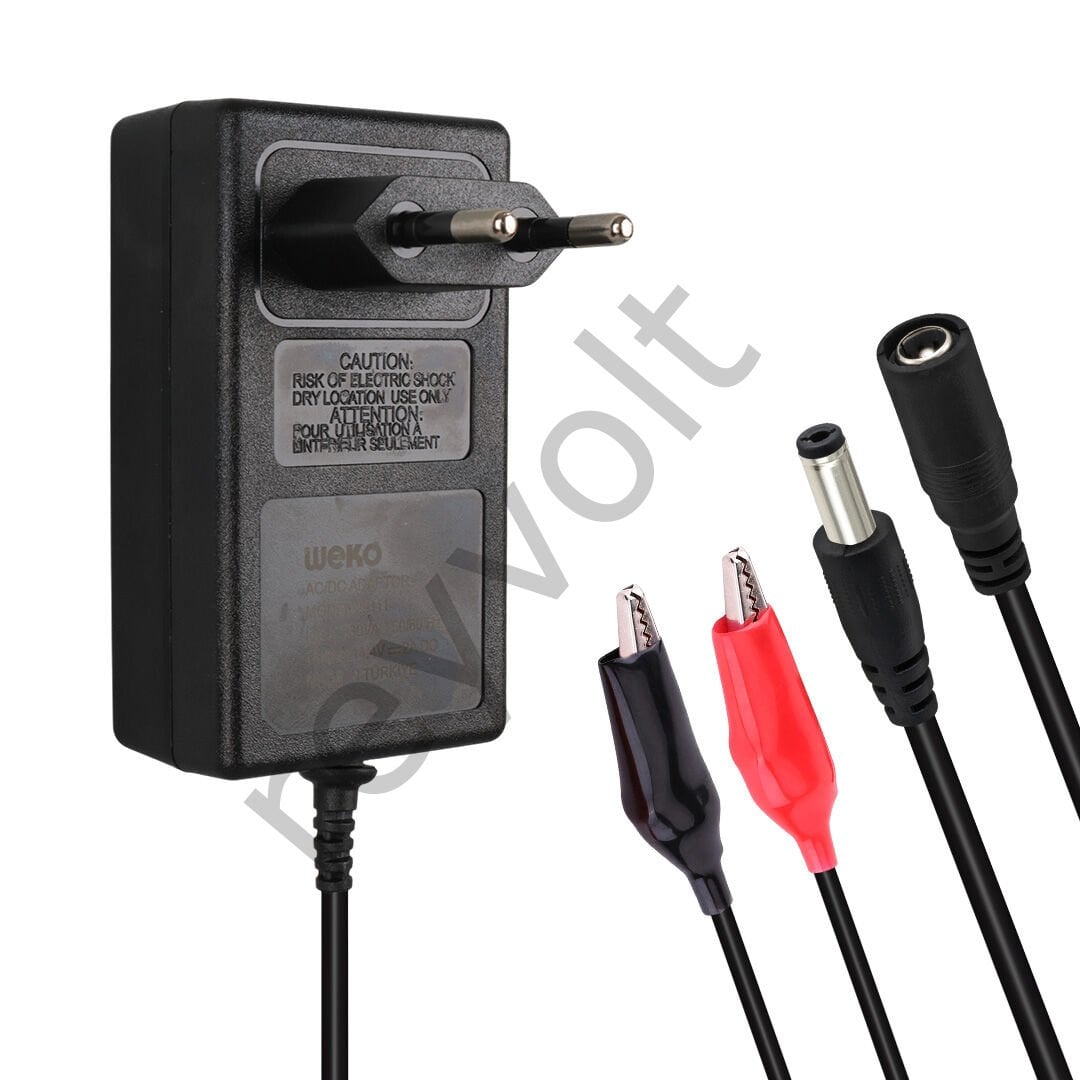 14.4 Volt 2 Amper LiFePO4 Şarj Duvar Tipi 5.5*2.5 uçlu + Krokodil Aparatlı - WEKO