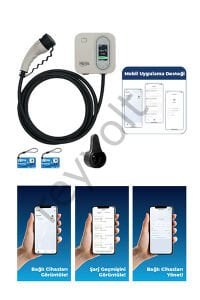 Hims HCDKB-22 22kw Destekli 5m Kablolu Smart Beyaz Elektrikli Araç Şarj İstasyonu