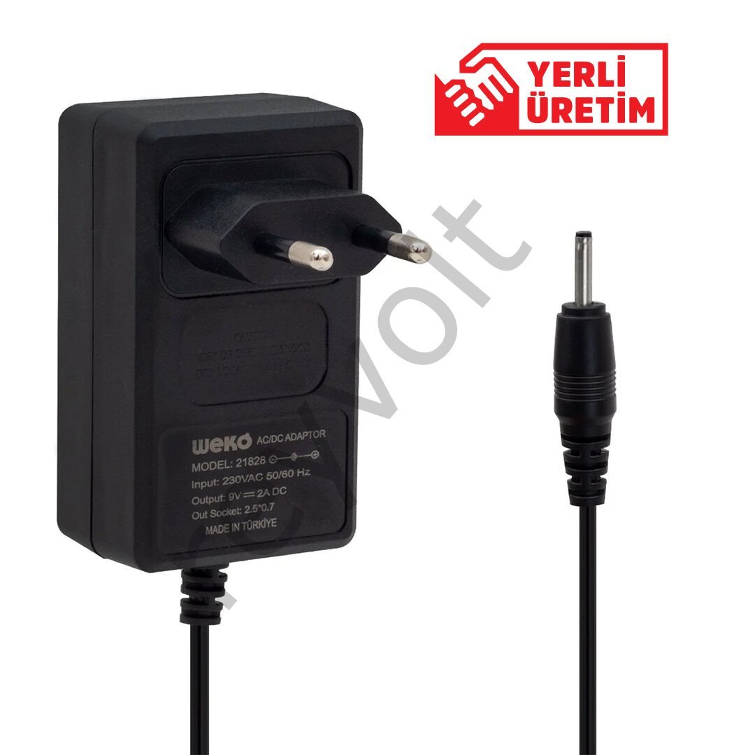 9 Volt- 2 Amper İnce 2.5*0.7 Uç  PC Adaptörü