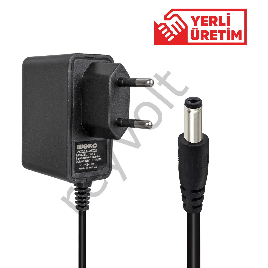 WEKO 12 Volt 1 Amper 5.5*2.5 Uçlu Plastik Kasa Priz Tipi Adaptör