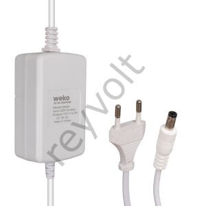 WEKO Tottolet 1200 12 Volt - 3.2 Amper 5.5 2.5 Uçlu Plastik Kasa Beyaz Masaüstü Adaptör