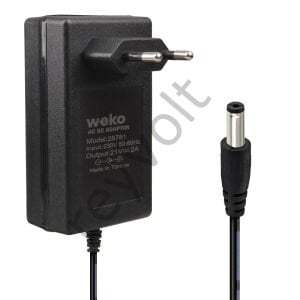 WEKO 21 Volt-2 Amper 5.5*2.5 Uçlu Kırmızı Yeşil Ledli Priz Tipi Şarjlı Matkap Adaptör