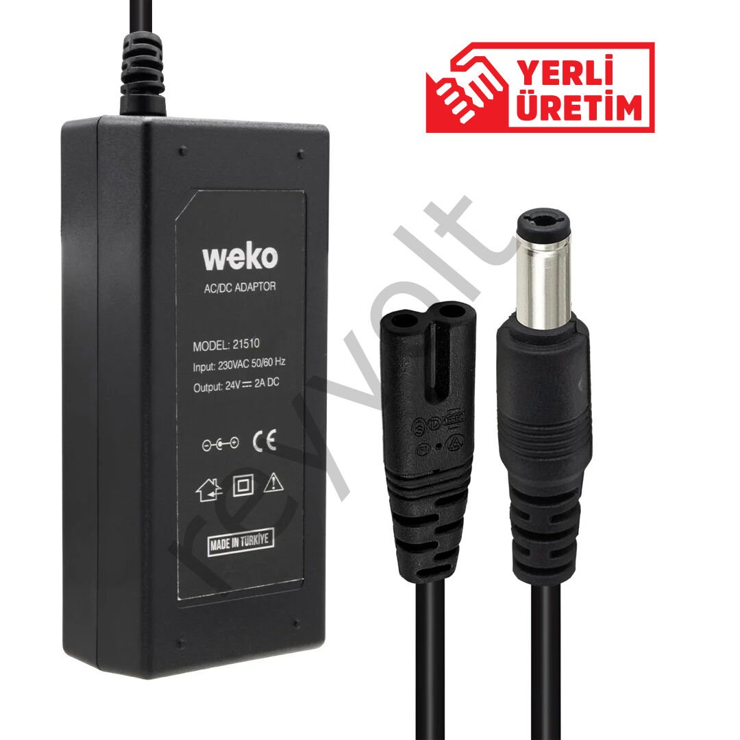 WEKO 24 Volt- 2 Amper 5.5*2.5 Uçlu Plastik Kasa Masaüstü Adaptör