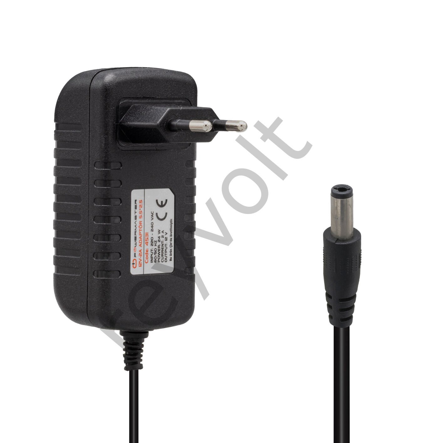 POWERMASTER 12 Volt- 2 Amper 5.5*2.5 MM  Uçlu Plastik Kasa Priz Tipi Adaptör
