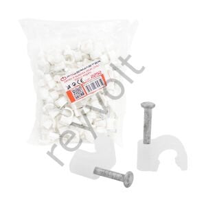 2 Numara Çelik Çivili 6 mm Kroşe (100'lü Poşet)  (Data- Anten Kabloları İçin)