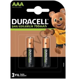 Duracell  AAA ince 2'li 750 MAH Şarjlı Pil