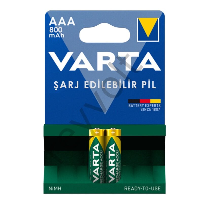Varta 2V - 800 MAH  AAA Şarjlı 2'Li İnce Kalem Pil
