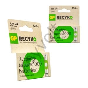 Gp Recyko 650 MAH AAA Şarjlı 4'Lü İnce Kalem Pil