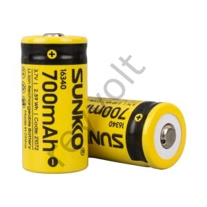 Sunkko 3.7 Volt 700 MAH 16340 Şarj Edilebilir Pil (Tekli)