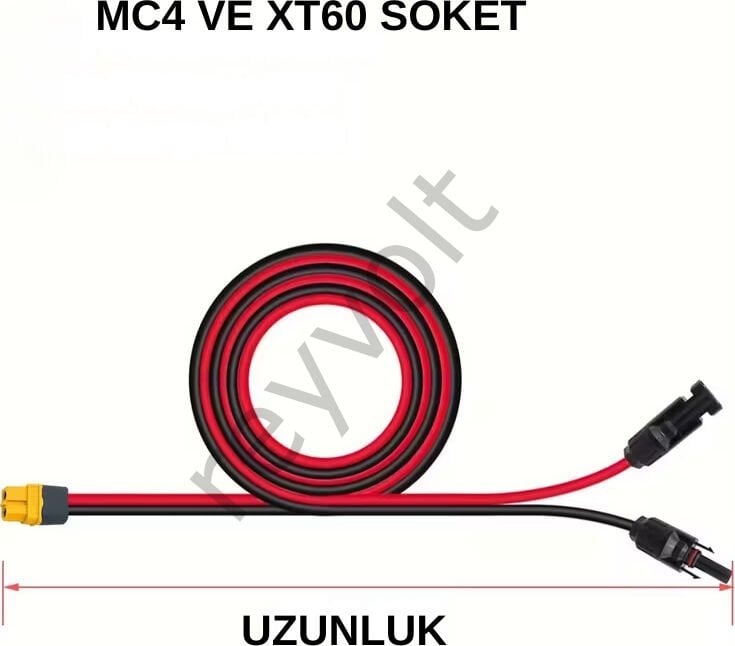 Reyvolt Solar Kablo Çap 4 Mm2 Mc4 ve XT60 Soketli 3X3Metre