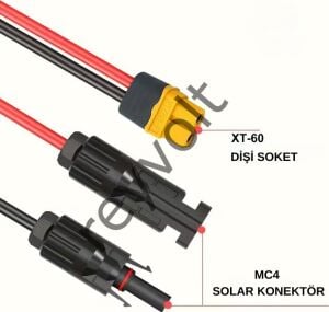 Reyvolt Solar Kablo Çap 4 Mm2 Mc4 ve XT60 Soketli 5X5Metre