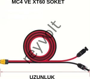 Reyvolt Solar Kablo Çap 4 Mm2 Mc4 ve XT60 Soketli 1X1Metre