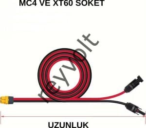 Reyvolt Solar Kablo Çap 4 Mm2 Mc4 ve XT60 Soketli 2X2Metre