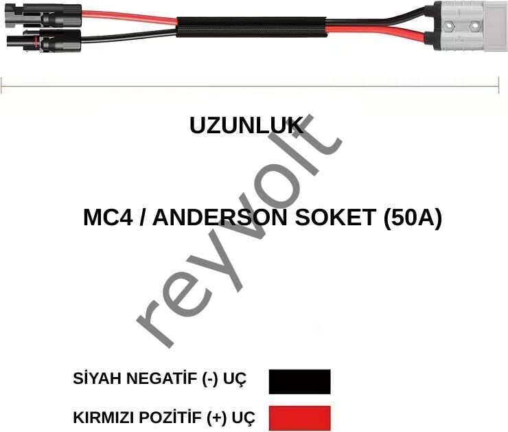 Reyvolt Solar Kablo Çap 4 Mm2 Mc4 ve Anderson Soketli 4X4 Metre