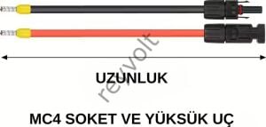 Solar Kablo Çap 6 mm2 MC4 Soket ve Yüksük Uçlu