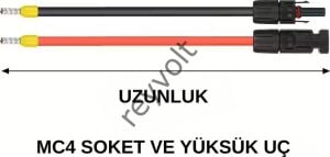 Solar Kablo Çap 10 mm2 MC4 Soket ve Yüksük Uçlu