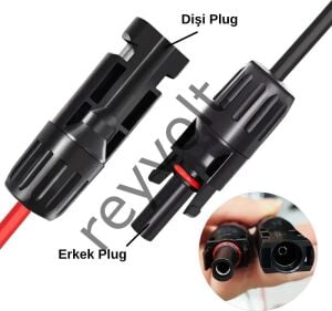 Solar Kablo Çap 10 mm2 MC4 Soket ve Yüksük Uçlu