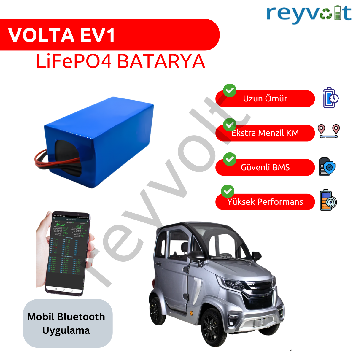 Volta EV1 LiFePO4 Batarya