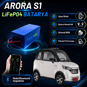 ARORA S1 LiFePO4 Batarya (Bluetooth BMS+ Dijital Gösterge)