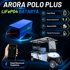 ARORA POLO PLUS LiFePO4 Batarya (Bluetooth BMS+ Dijital Gösterge)