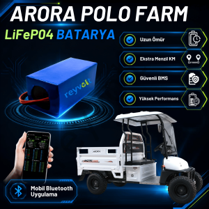 ARORA POLO FARM LiFePO4 Batarya (Bluetooth BMS+ Dijital Gösterge)